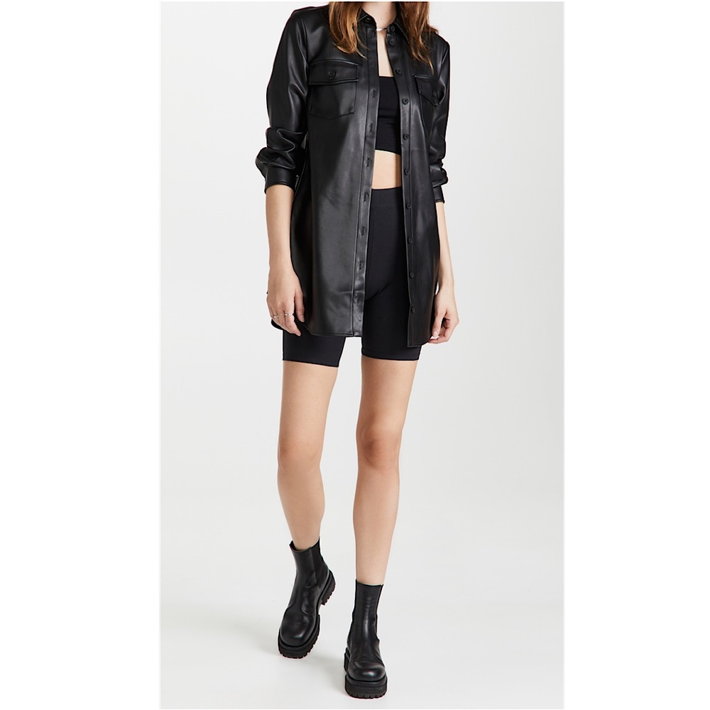 BB Dakota faux leather shirtdress in black